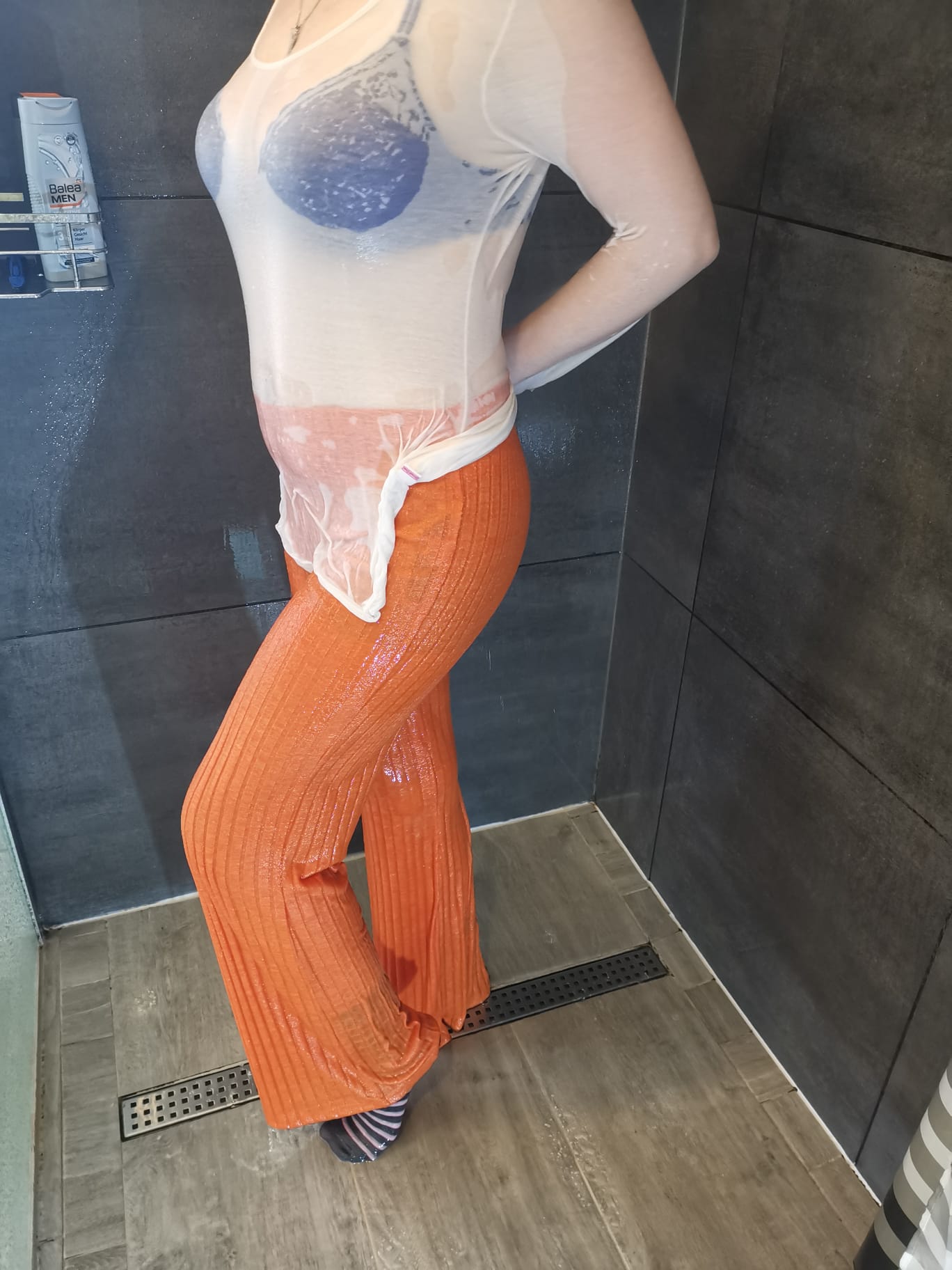 Orange Strickhose